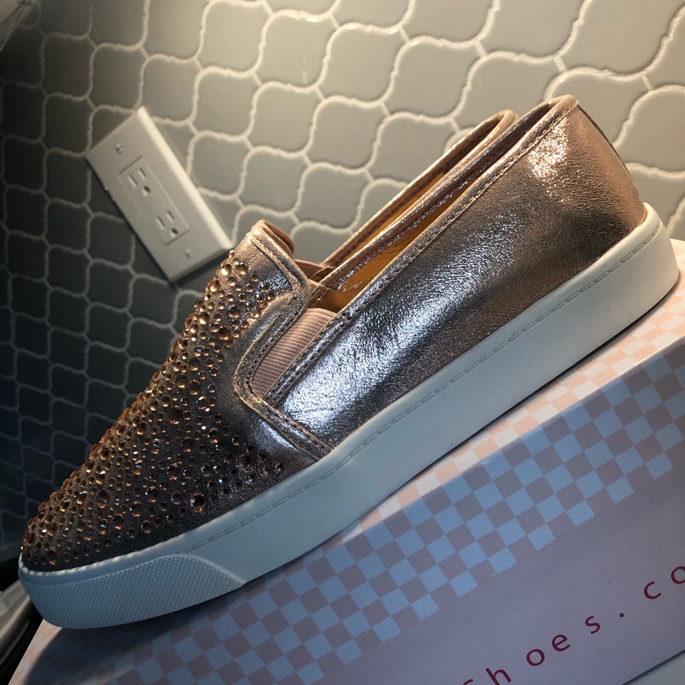 New! Rose Gold Rhinestone SODA Slip-On Sneakers!